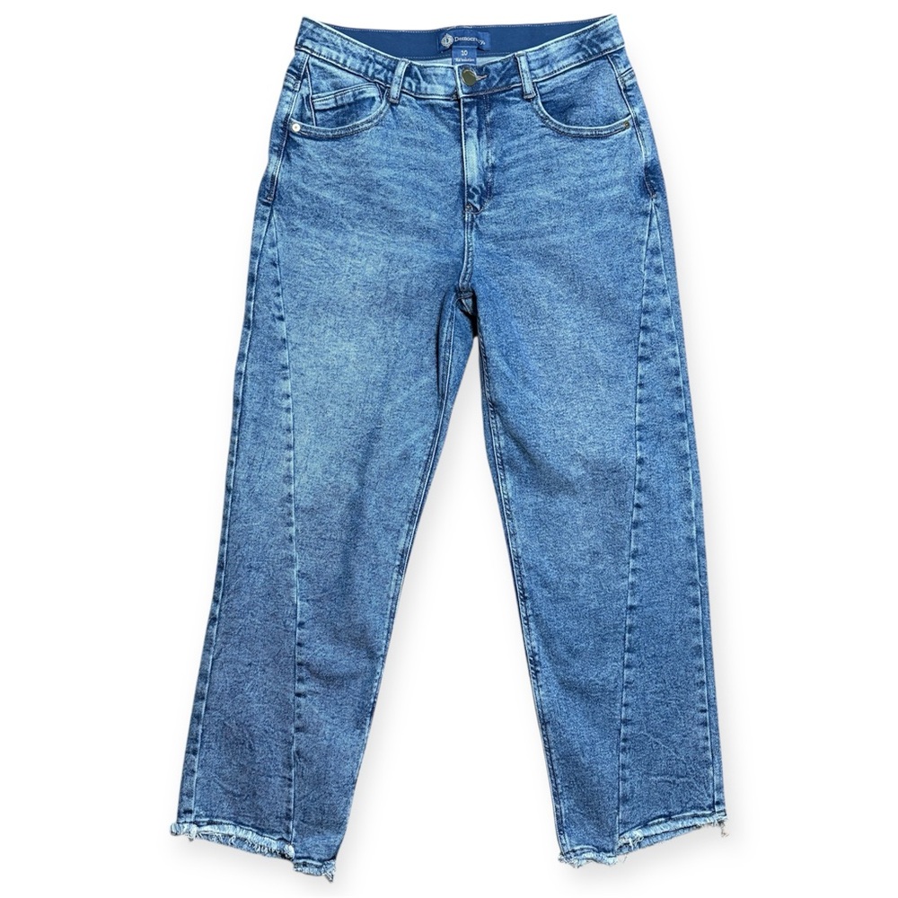 Democracy “Ab” Solution High Rise Ankle Straight Fray Hem Acid Wash Jean Sz 10